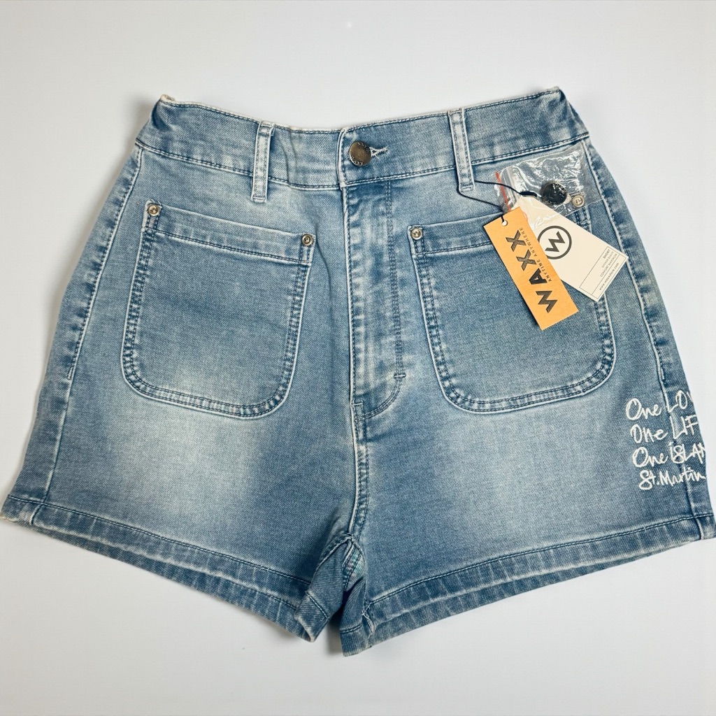 Waxx Brand Bahia Denim Shorts With St Martin Embroidery  Size Xs  New
